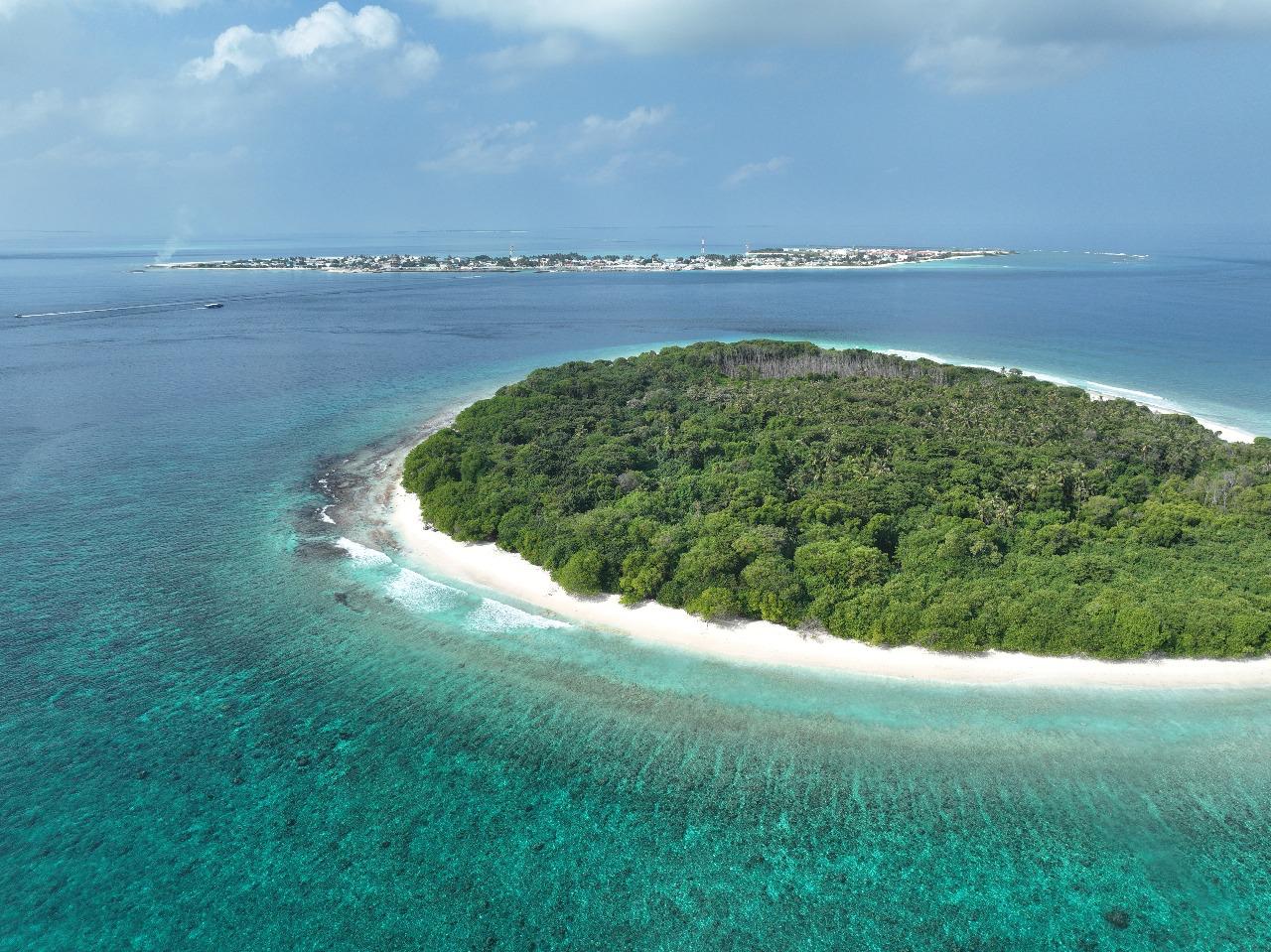 Aerial view of Maldives islands